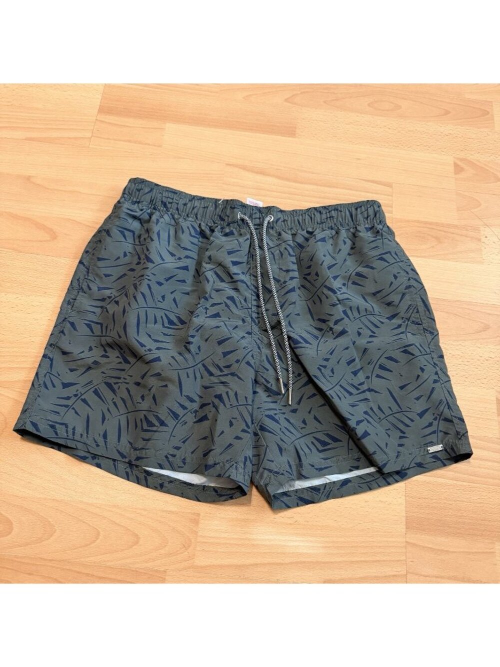 Schiesser Aqua Classic Swim Shorts Green Men L Palms Tropical Luxury